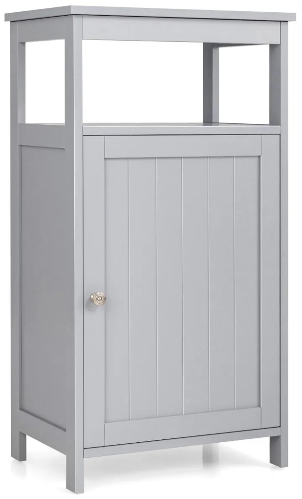 Armário de Armazenamento de Casa de Banho Armário com Prateleira Ajustável Prateleira de Madeira Moderna 45 x 30 x 84 cm Cinzento