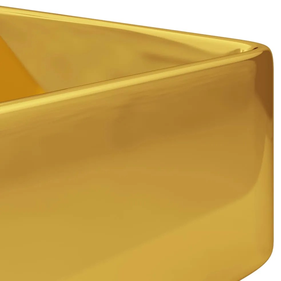 Lavatório c/ orifício p/ torneira 48x37x13,5cm cerâmica dourado