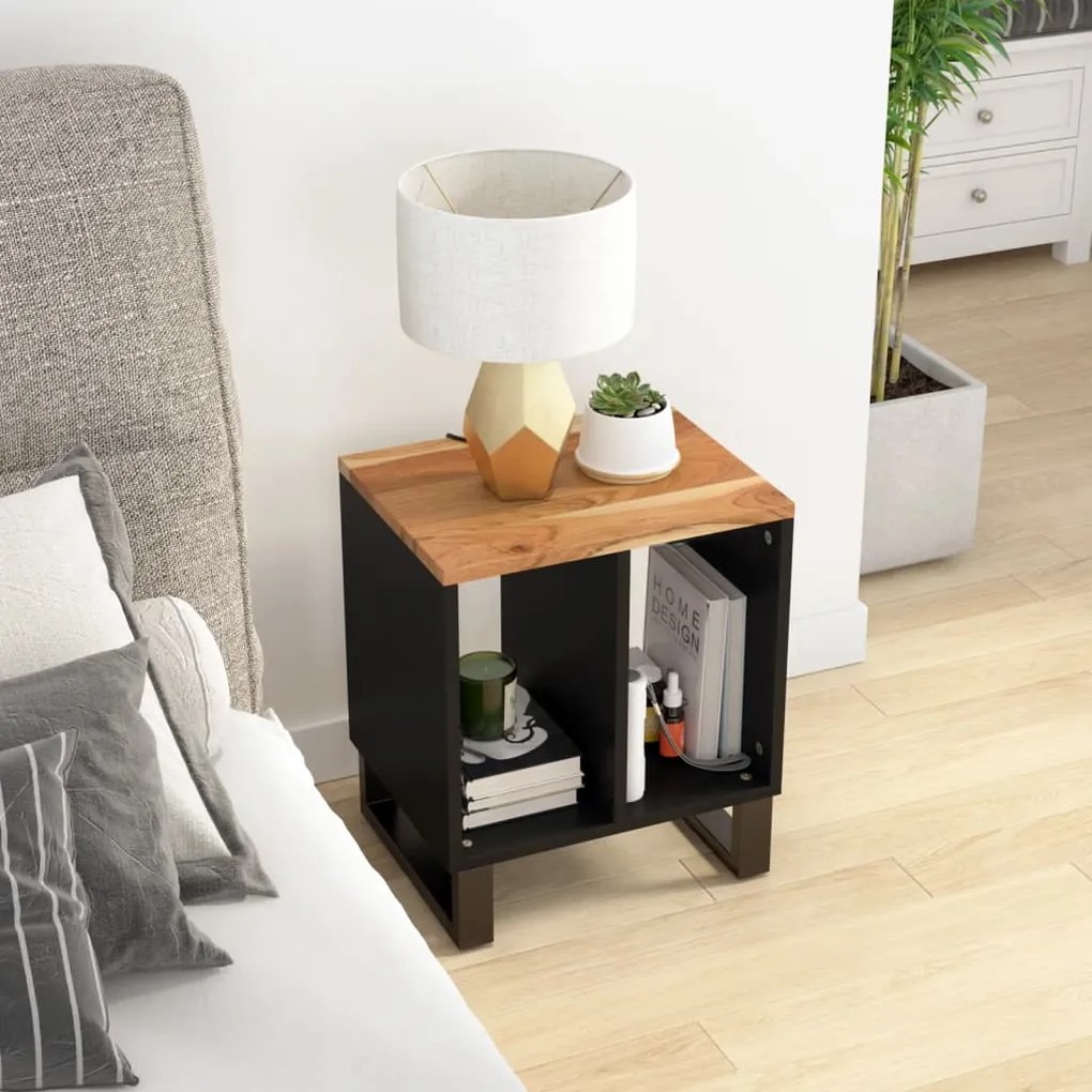 vidaXL Mesa de apoio 40x31x46 cm acácia maciça/derivados de madeira