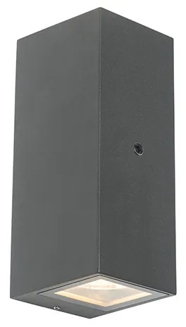Aplique de parede cinzento 2 luzes IP44 com sensor crepuscular - Baleno Moderno