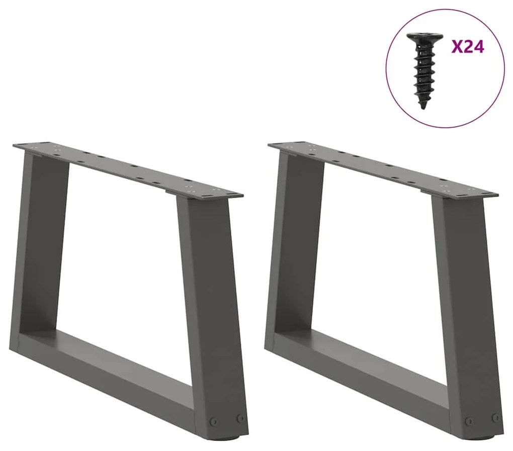 Pés para mesa de centro em V, 2 peças, antracite, 70x(30-31,3) cm, aço