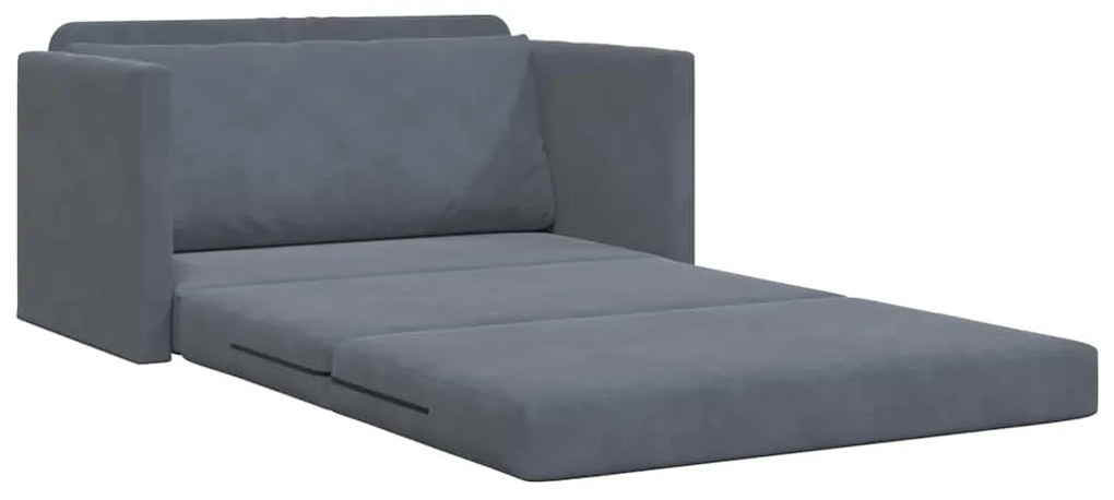 Sofá cama de chão 2 em 1 Cinza Escuro 124x204x61 cm Veludo