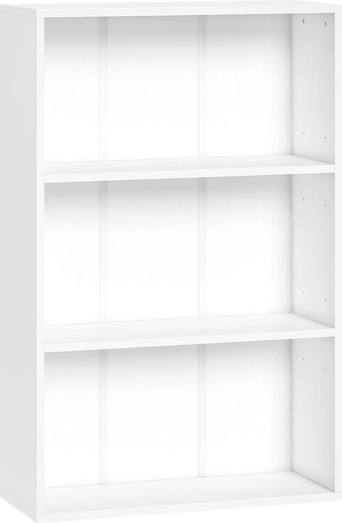 HOMCOM Estante de arrumação com 3 compartimentos e prateleira ajustável, 60 x 24 x 93 cm, branco | Aosom Portugal