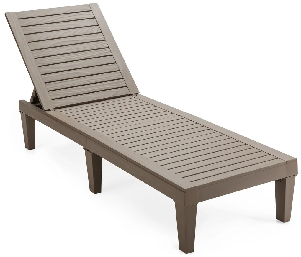 Espreguiçadeira de jardim para exterior com encosto ajustável em 5 posições para varanda Praia Piscina 190 x 57,5 x 29 cm Castanha