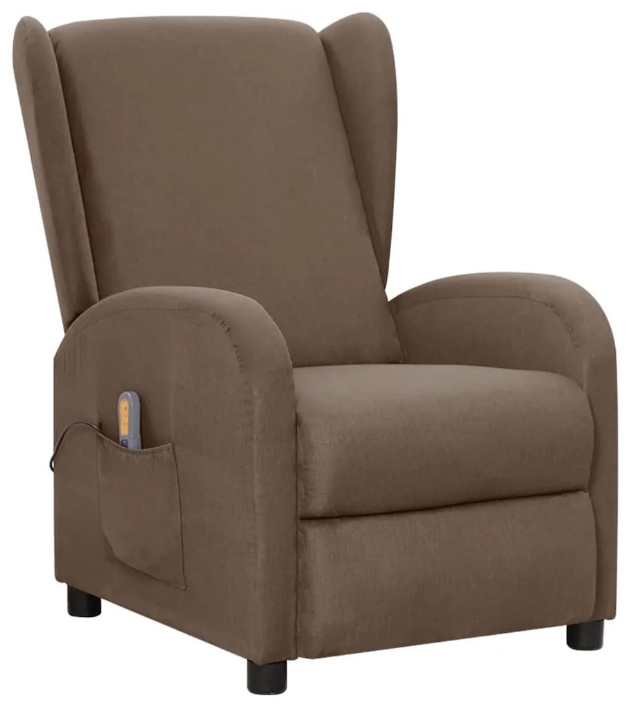 vidaXL Poltrona de massagens tecido cinza-acastanhado