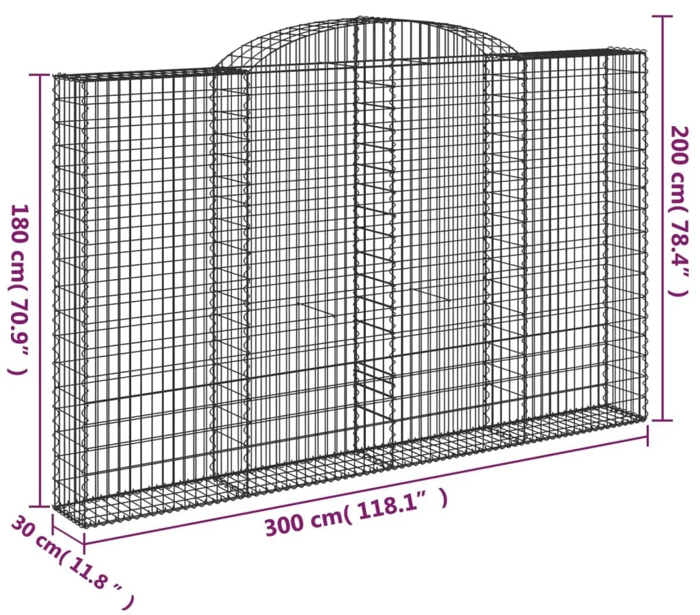 Cestos gabião arqueados 8pcs 300x30x180/200cm ferro galvanizado