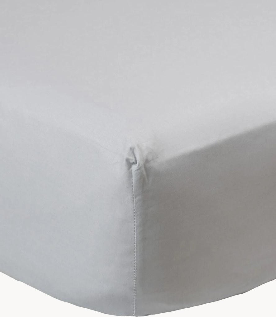 Lençol com elástico em cetim de algodão Pearl Grey