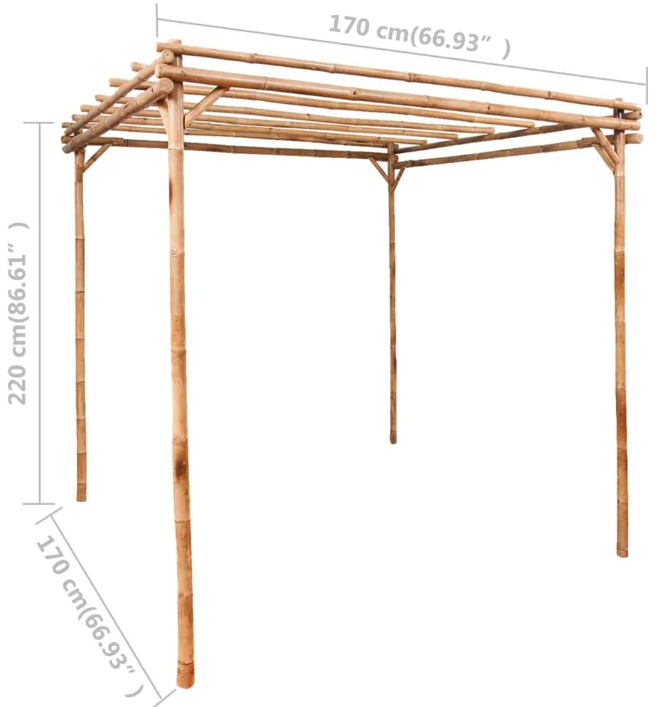 Pérgola de bambu 170x170x220 cm