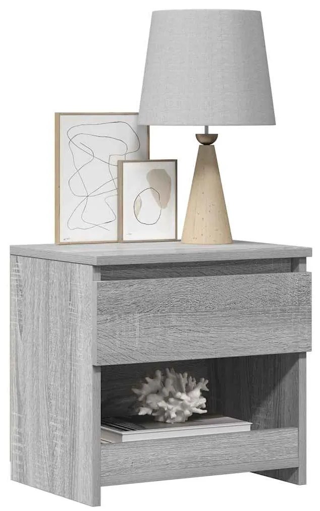 Mesa cabeceira 2pcs 40x30x39cm derivado madeira cinzento sonoma