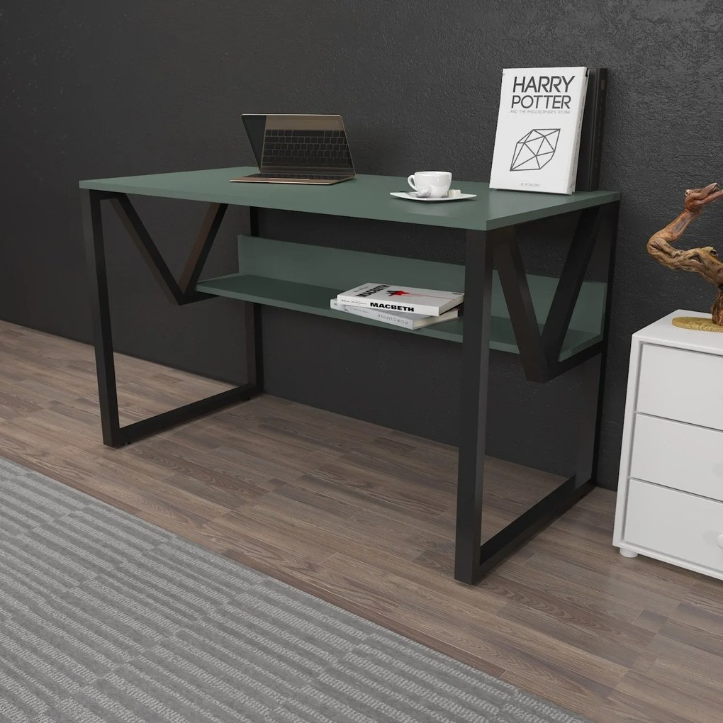 Secretária Lona – Verde/Preto – 120x72,8x60 cm