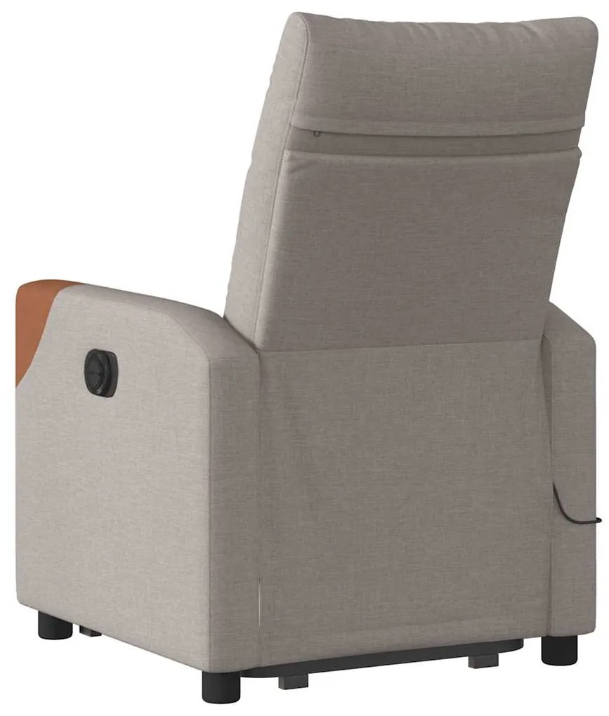 Poltrona elevatória de massagens tecido cinzento-acastanhado