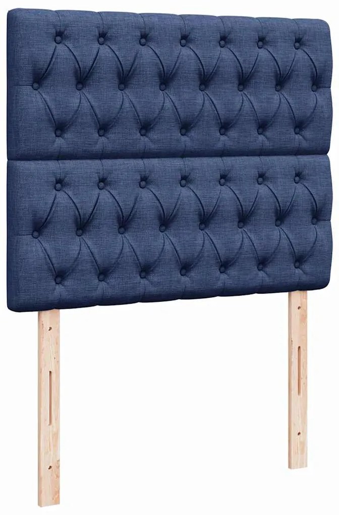 Cama box spring c/ colchão e LED 120x190 cm tecido azul