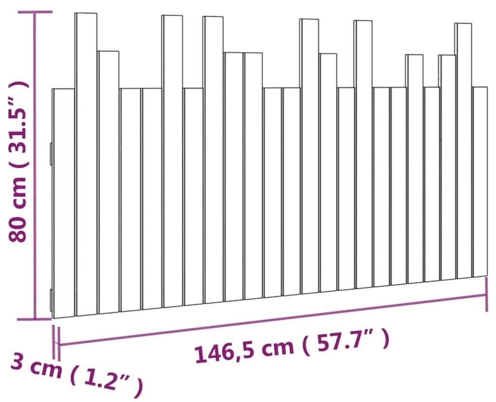 Cabeceira de parede 146,5x3x80 cm madeira de pinho maciça