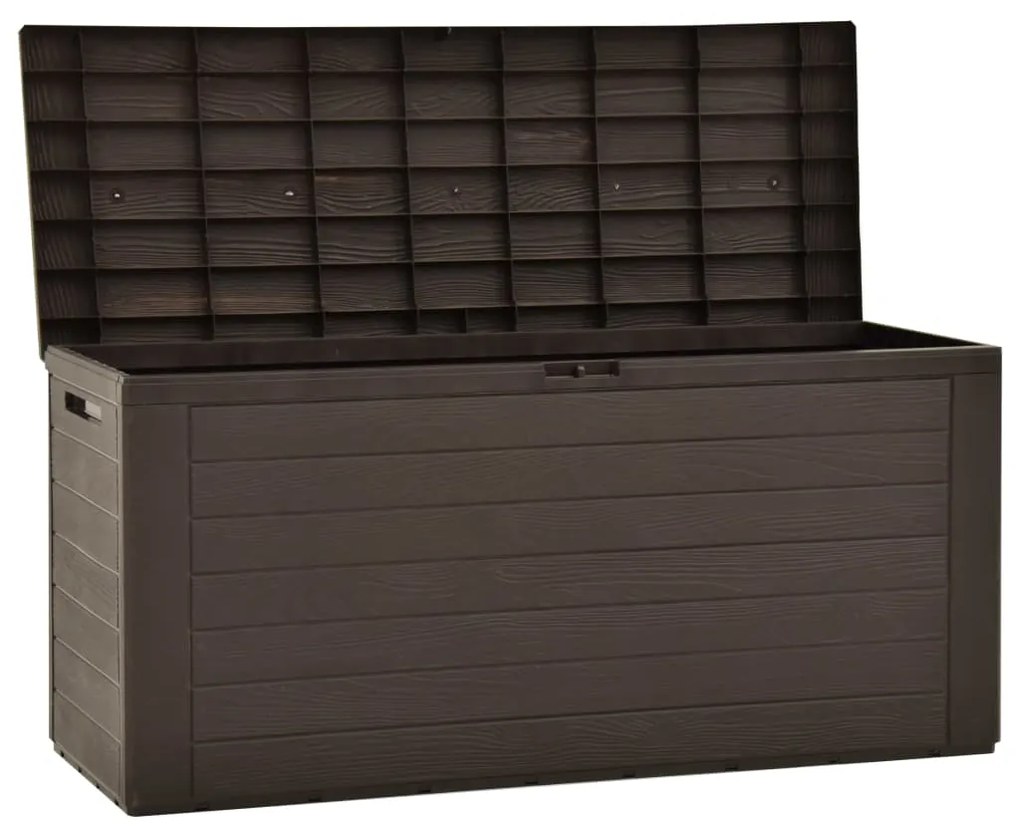 Caixa de arrumação para jardim 116x44x55 cm castanho