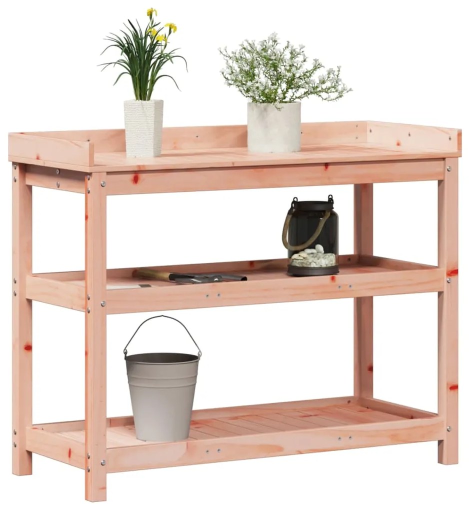Mesa de jardinagem com prateleiras madeira de douglas maciça