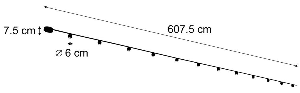 Sistema de iluminação de trilho moderno com 12 focos pretos monofásicos - Magnetic Zagaye