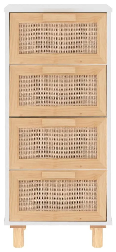 Aparador 40x30x90 cm madeira pinho maciça/vime natural branco