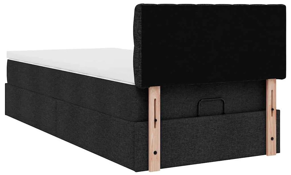 Cama otomana com colchão 90x200 cm tecido preto