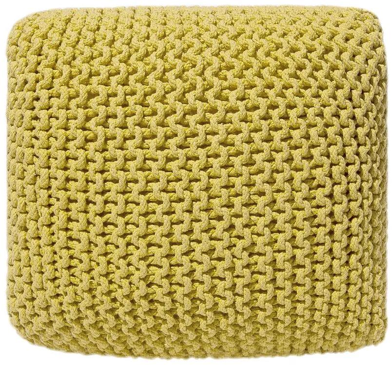 Pufe em tricot amarelo 50 x 50 x 31 cm CONRAD Beliani