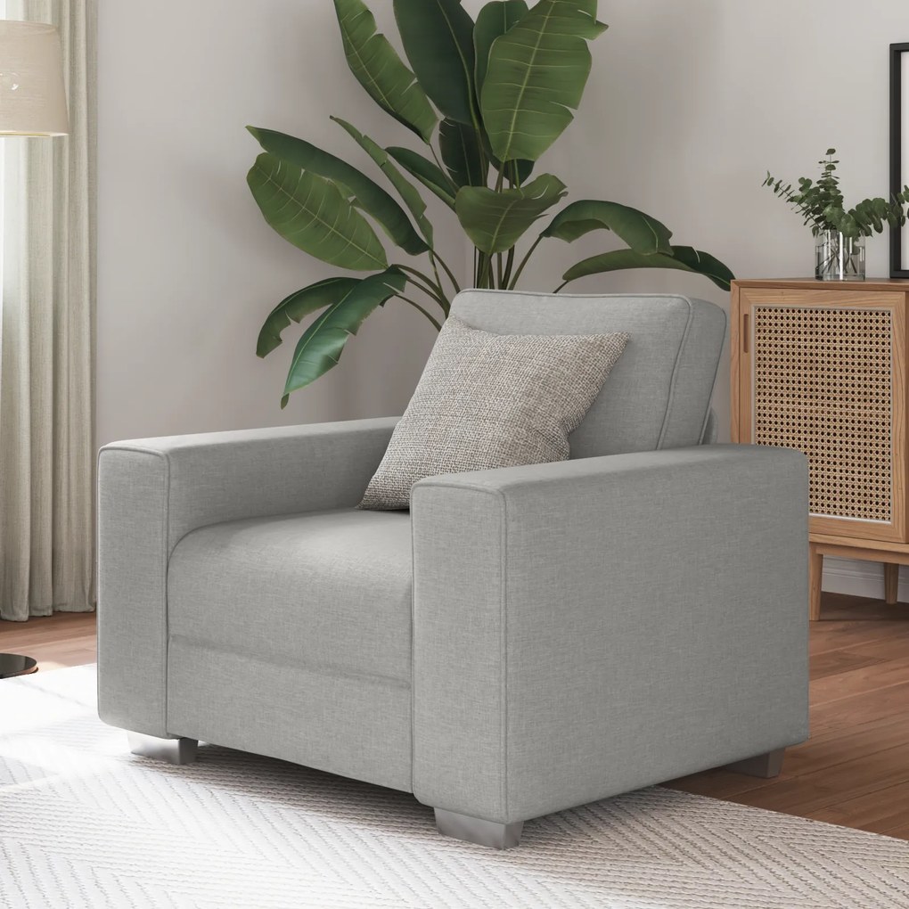 Poltrona vidaXL cinza nuvem 59 cm em tecido