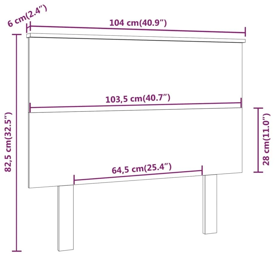 Cabeceira de cama 104x6x82,5 cm pinho maciço cinzento