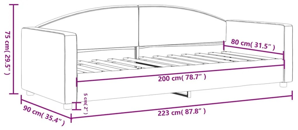 Sofá-cama 80x200 cm tecido cinzento-claro