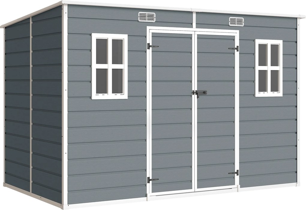 Outsunny Casinha de Jardim Abrigo de Jardim Depósito de Ferramentas 4,96 m² Cinza | Aosom Portugal