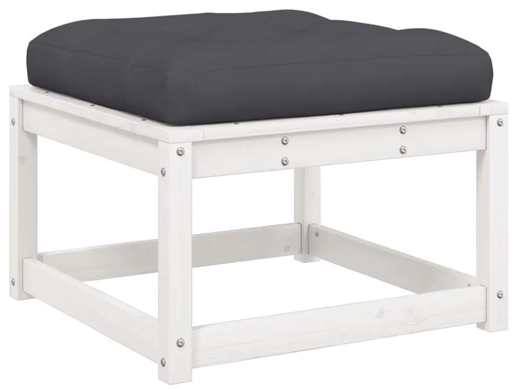 4 pcs conj. lounge de jardim c/ almofadões pinho maciço branco