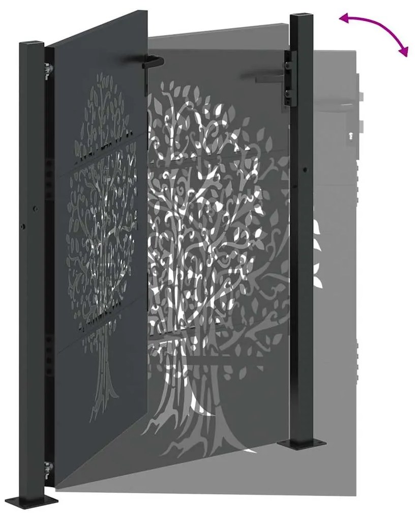 Portão de Jardim Preto 105 x 150 cm Aço com Revestimento em Pó