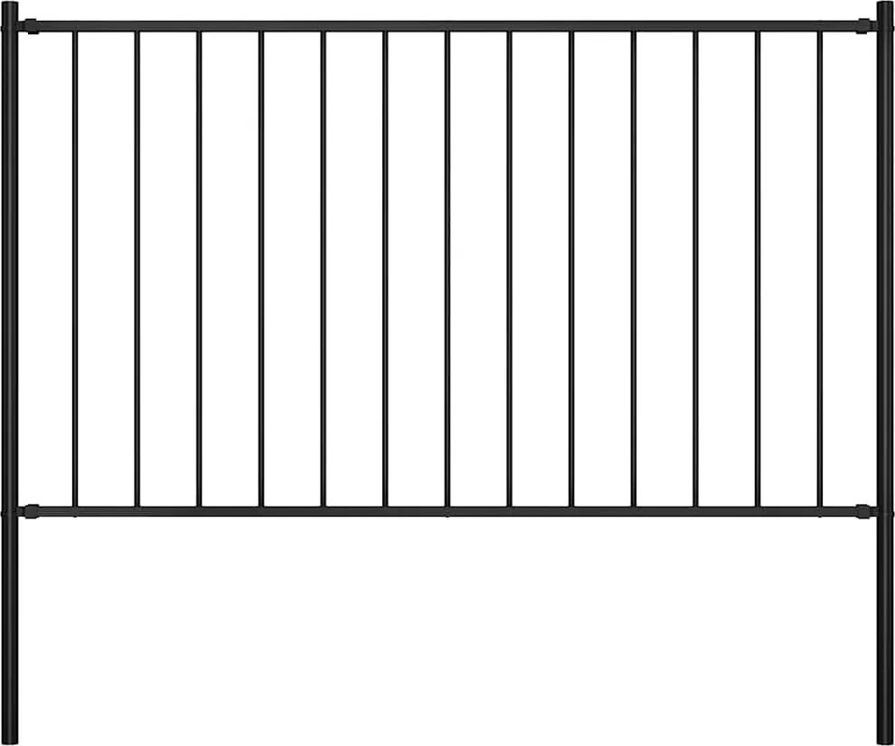 145210 vidaXL Painel de vedação com postes em aço com revestimento em pó 1,7 x 1 m preto