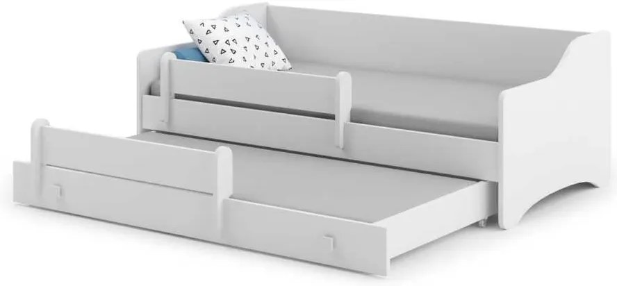 Cama infantil dupla Erik II 160x80 - puxador branco - colchão e estrado incluído