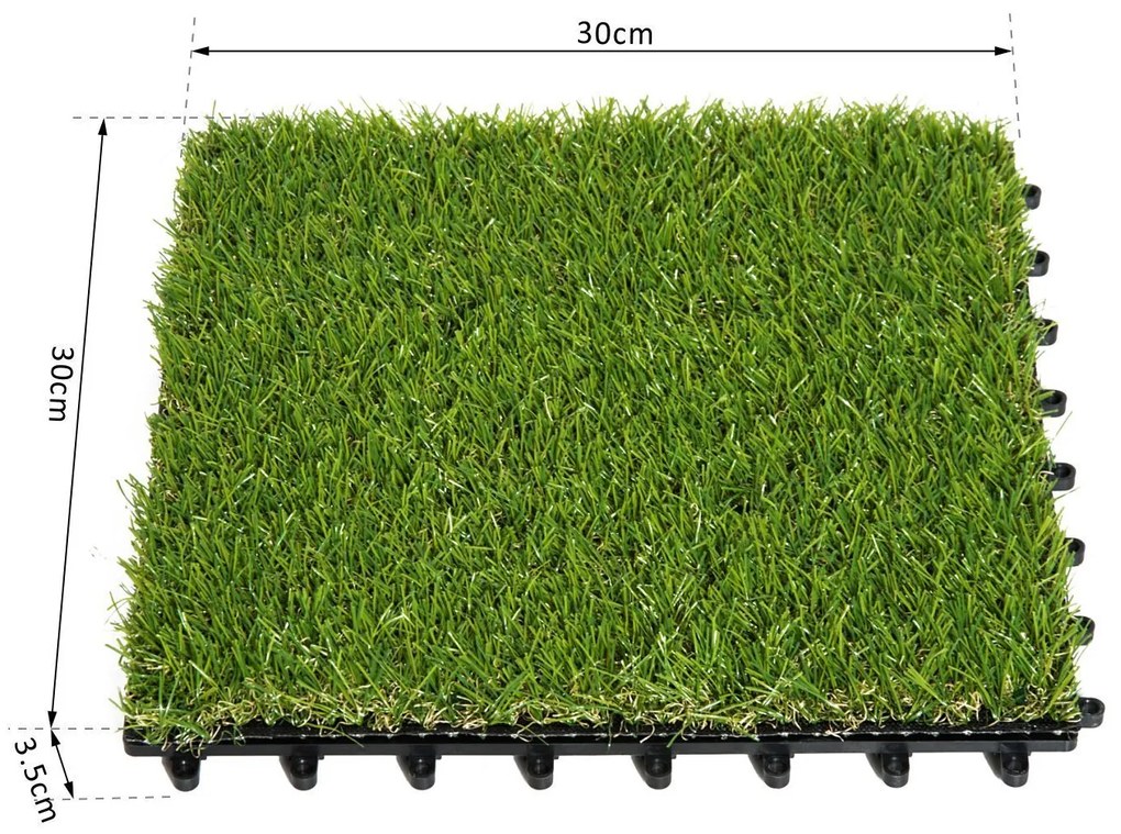 Grama artificial Terraço Grama sintética Conjunto de 10 peças 30x30x3.5cm