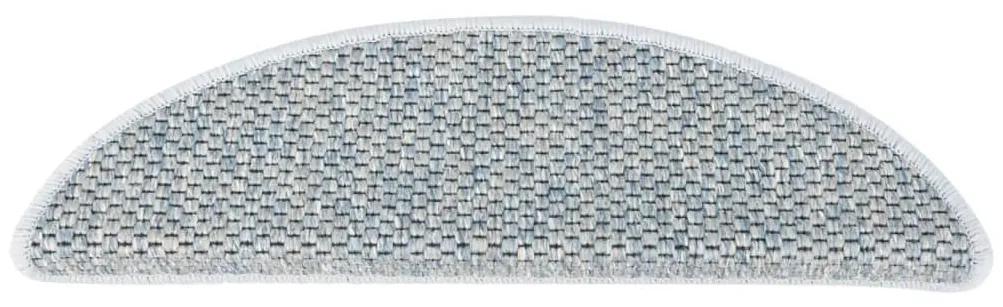 Tapetes escada adesivos aspeto sisal 15 pcs 65x21x4 cm azul