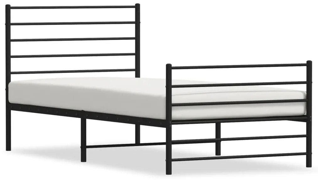 Estrutura de cama com cabeceira e pés 107x203 cm metal preto