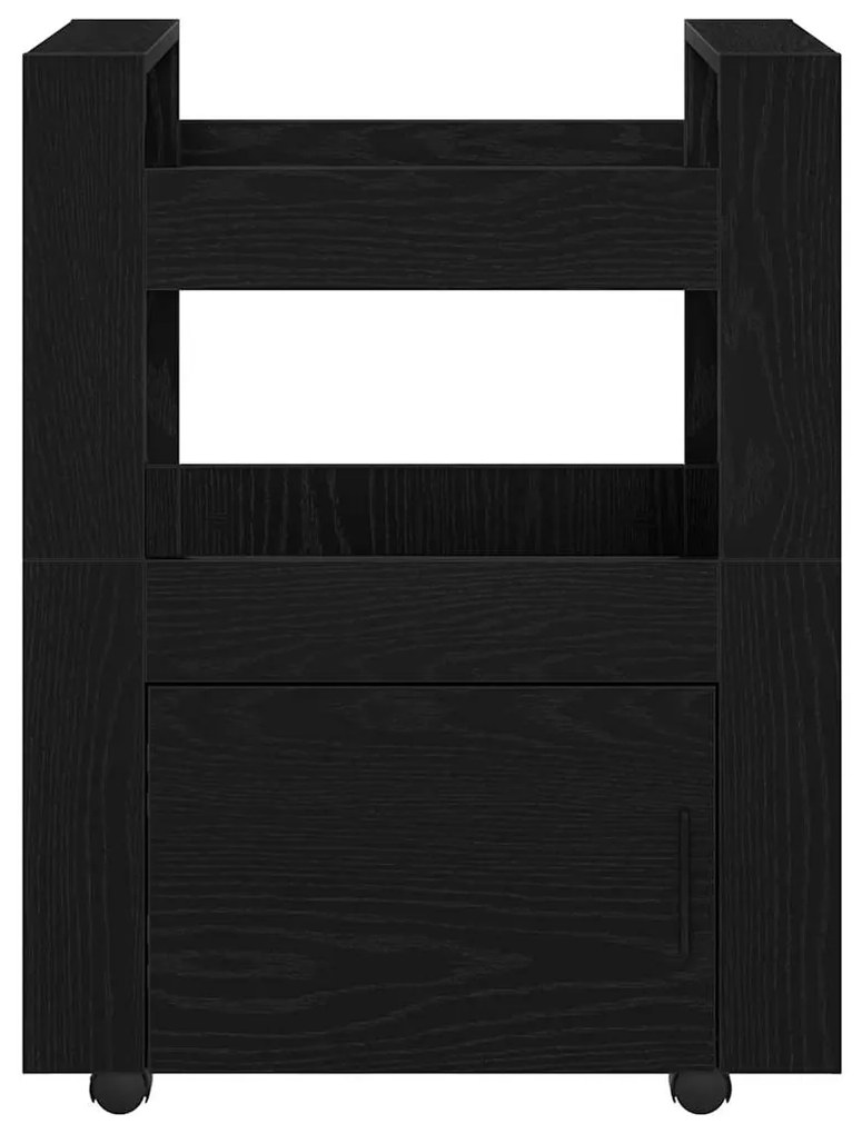 Carrinho de Cozinha vidaXL Carvalho Preto 60x45x80 cm Madeira Compósit