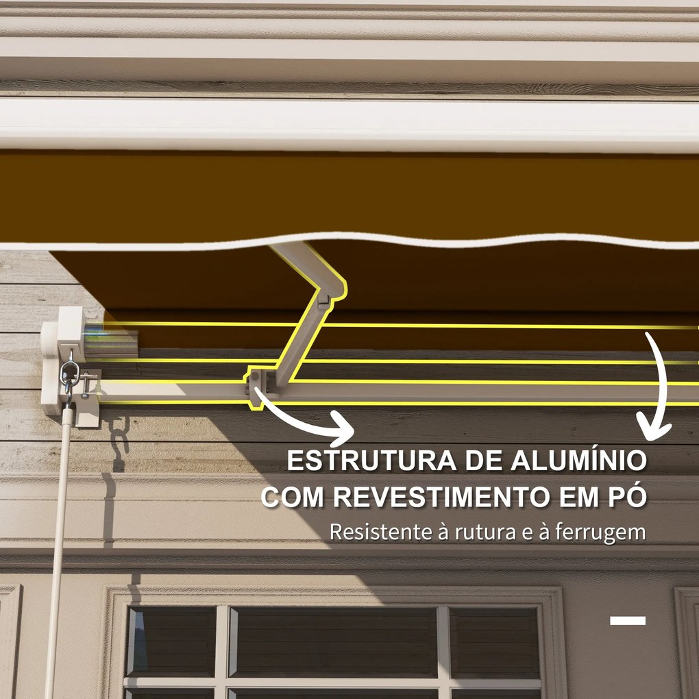 Toldo Manual Retrátil com Manivela 295x245cm Toldo Enrolável Alumínio