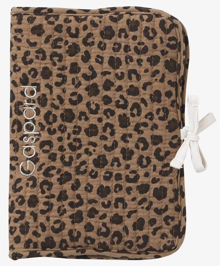 Capa para boletim de saúde em gaze de algodão leopardo ENVIE DE FRAISE personalizável bege