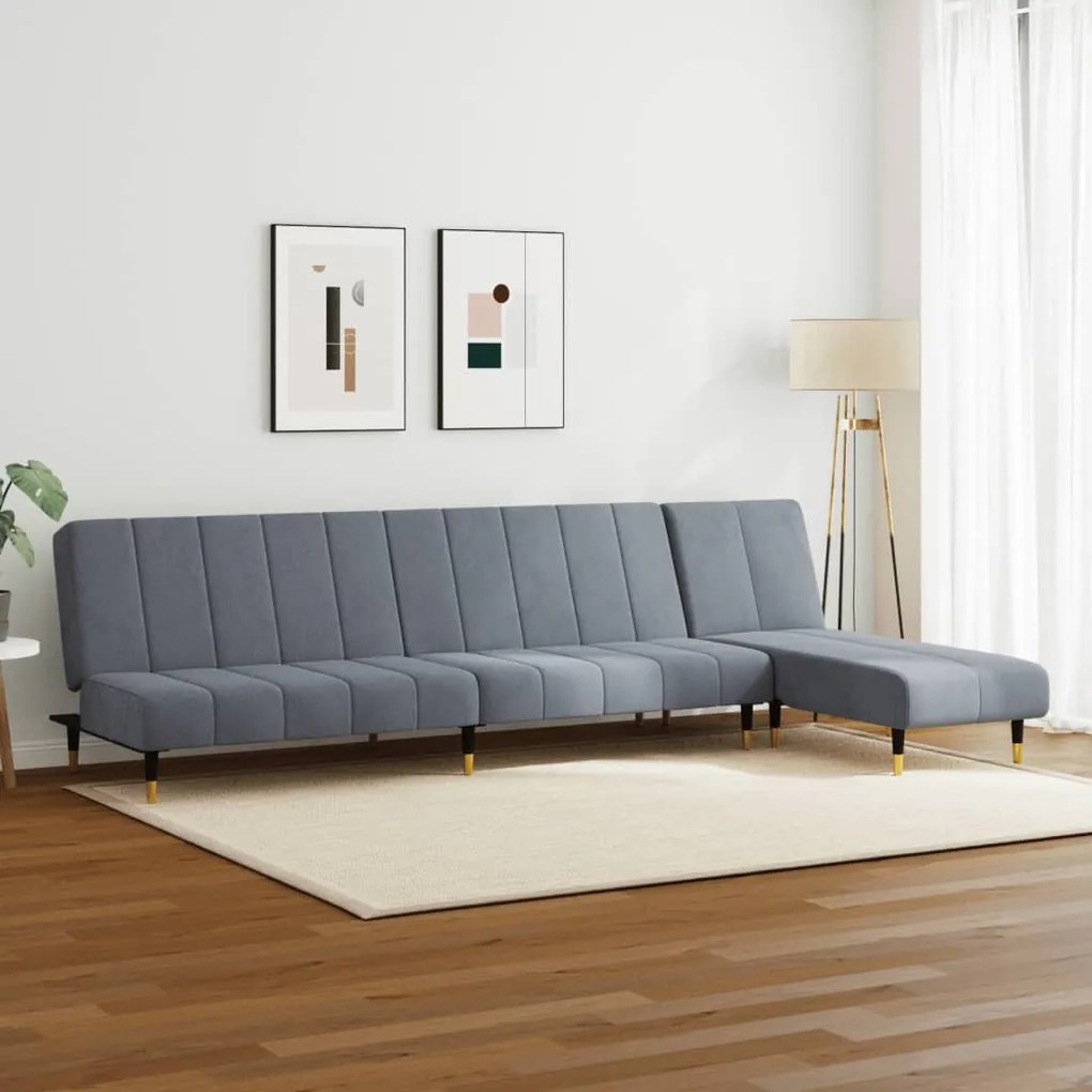 2 pcs conjunto de sofás veludo cinzento-escuro