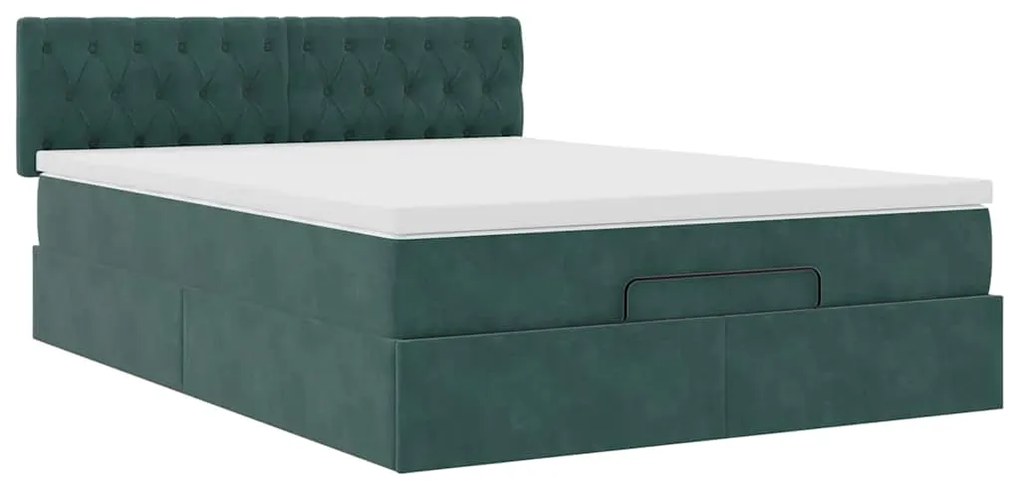 Estrutura de cama otomana com colchão 140x200 cm verde escuro