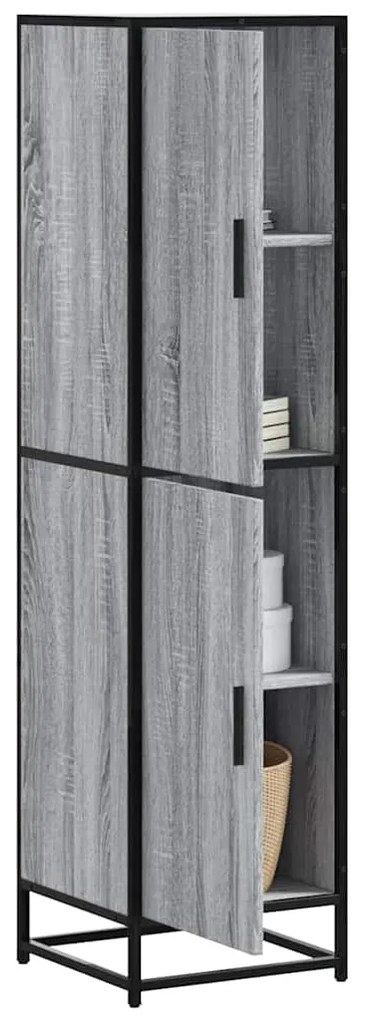 vidaXL Armário alto 35,5x35x139 cm madeira e metal cinza sonoma