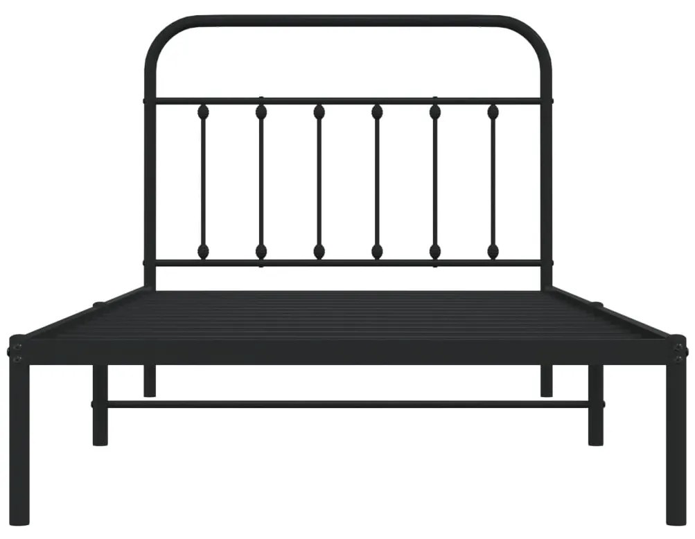 Estrutura de cama com cabeceira 107x203 cm metal preto
