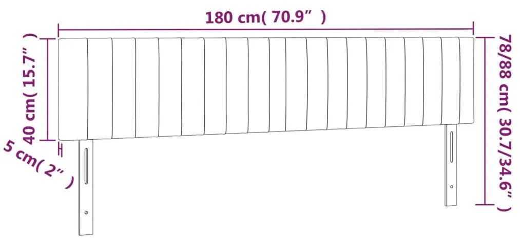 Cabeceira de cama c/luzes LED veludo 180x5x78/88 cm cinza-claro