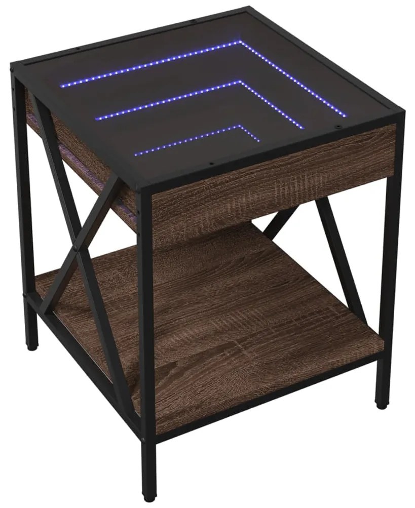 Mesa de centro luzes LED Infinity 40x40x49 cm carvalho castanho