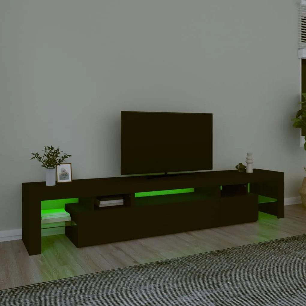 Móvel de TV com luzes LED 215x36,5x40 cm preto