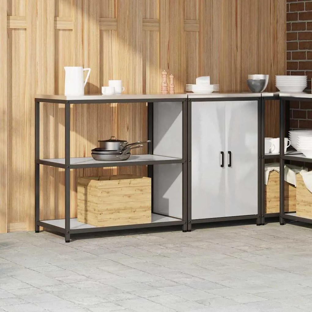Conjunto de Armazenamento de Cozinha com prateleira 2 pcs Prata