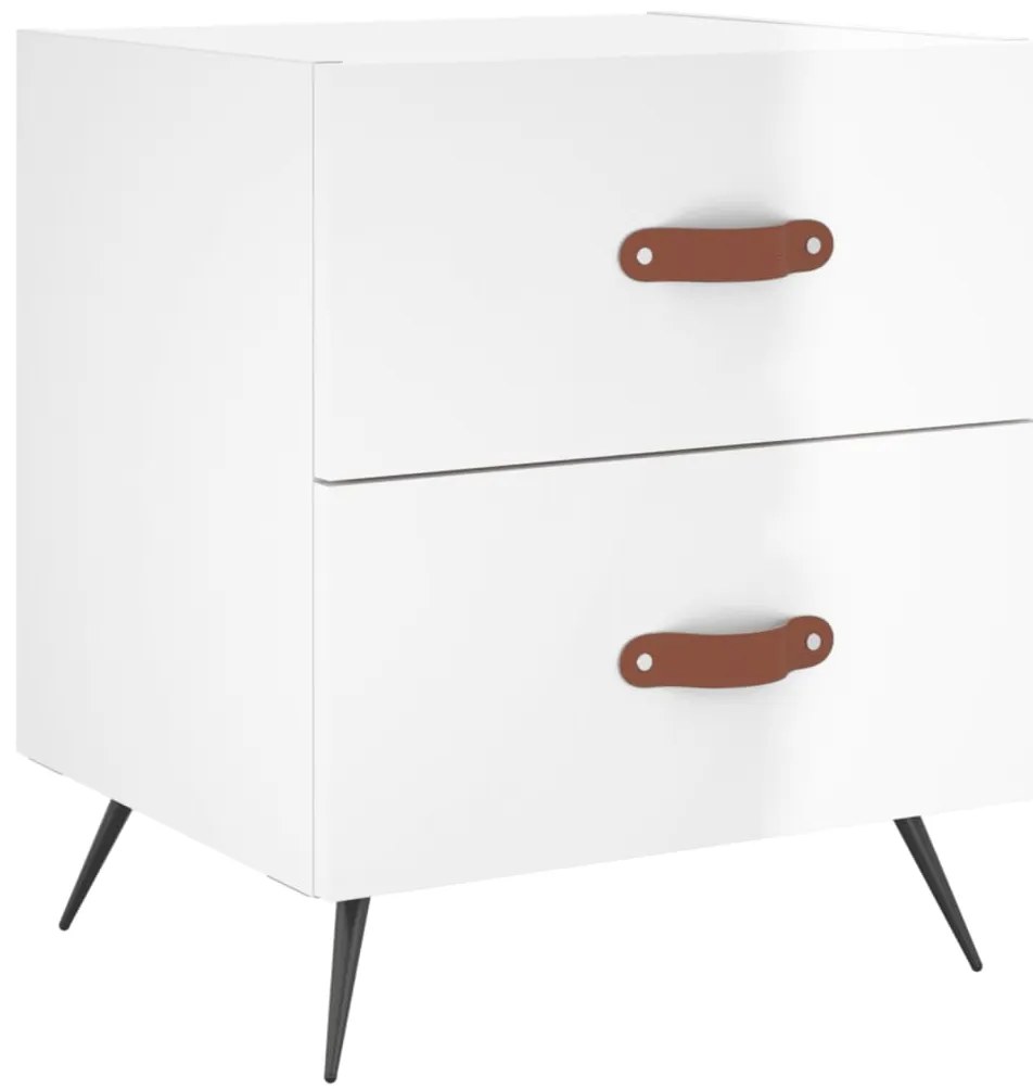Mesas de cabeceira 2pcs derivados de madeira branco brilhante