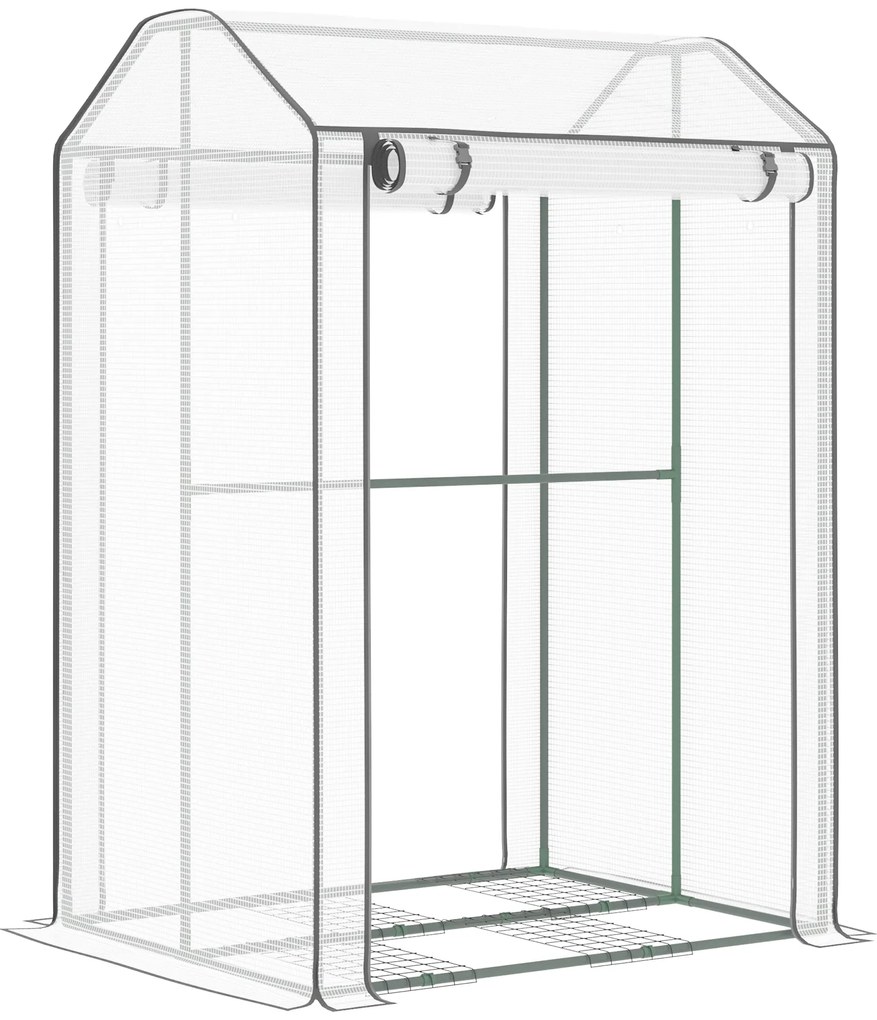 Estufa de Jardim Estufa com Porta Enrolável 8 Orifícios de Ventilação