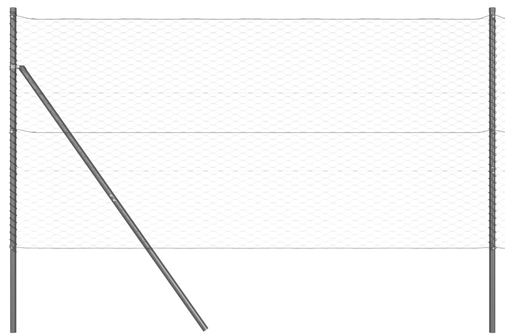 Cerca de Arame Hexagonal com 7 Postes 1,2x25 m Aço Cinza