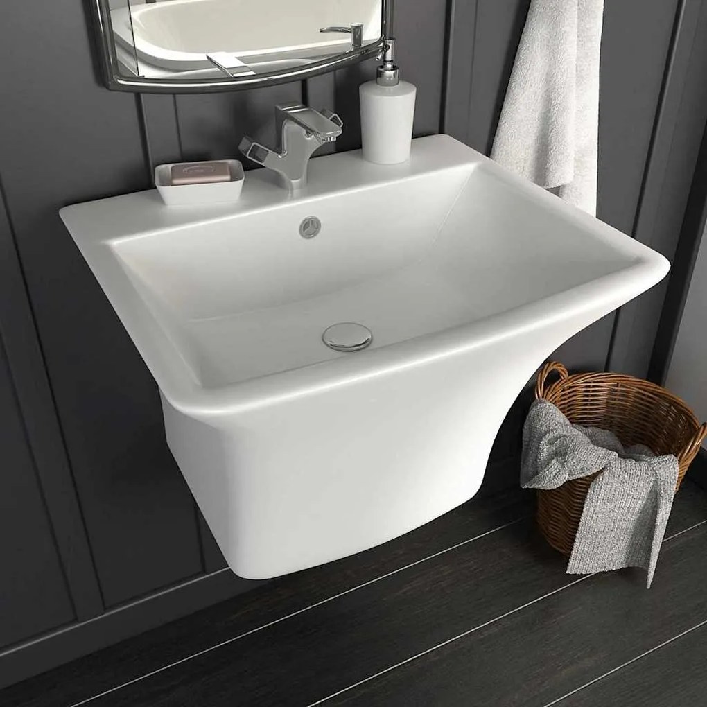 vidaXL Lavabo Branco 53 x 44 x 37 cm Cerâmica Vidrada