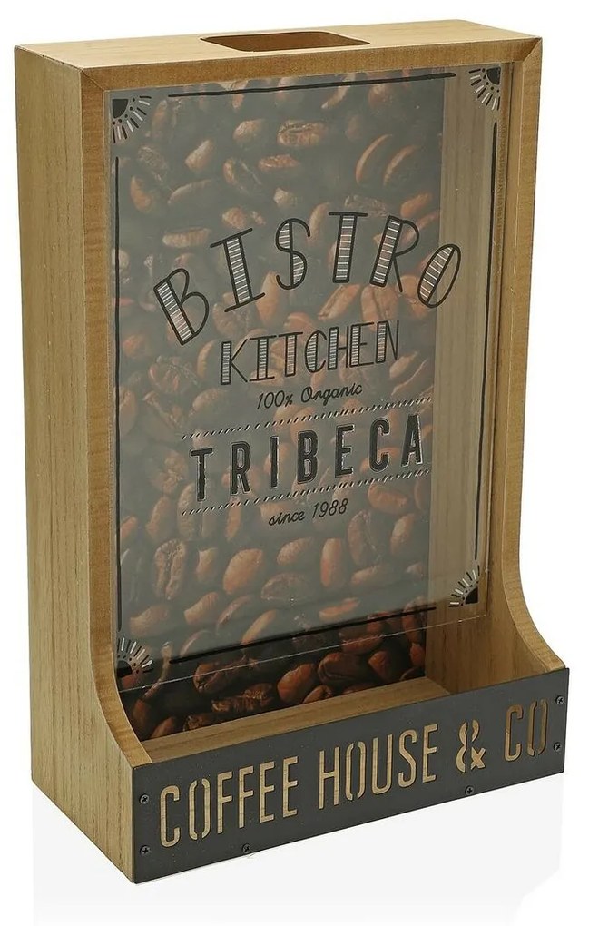 Organizador de Cápsulas de Café Versa 32 x 21 x 10 cm Cristal Metal Madeira MDF